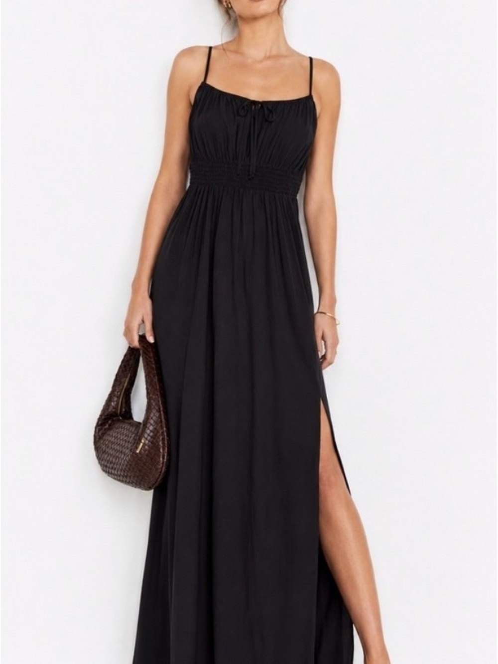 Mason & Belle Classic Black Spaghetti-Strap Maxi Dress